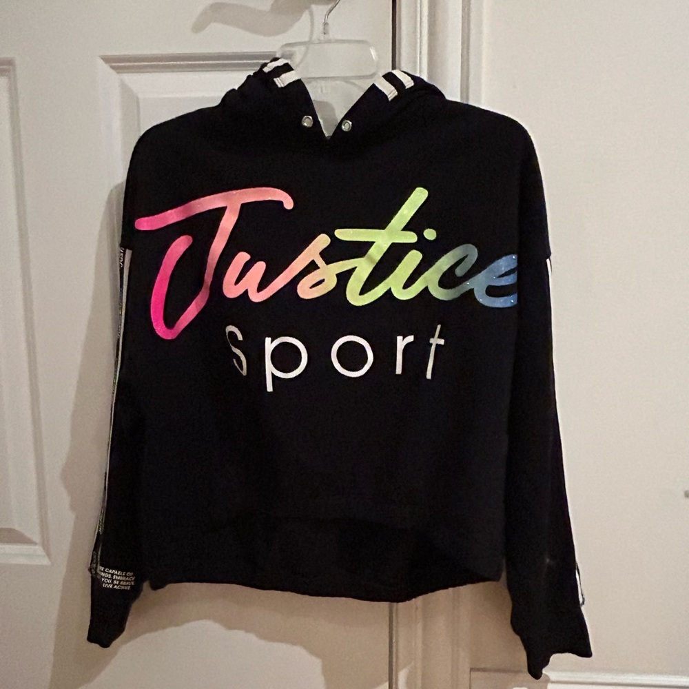 Black cropped justice hoodie
